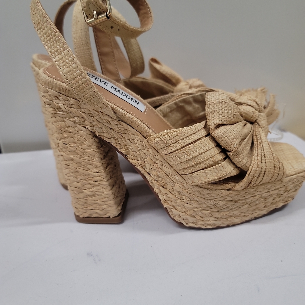 Steve Madden Romey Natural Raffia Platform Sandals - Picture 5 of 10